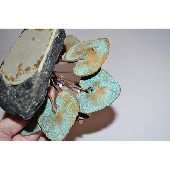 Vtg Demetrius Xethalis Brass African Violet Art Sculpture 6” Stone Base - Picture 12 of 14